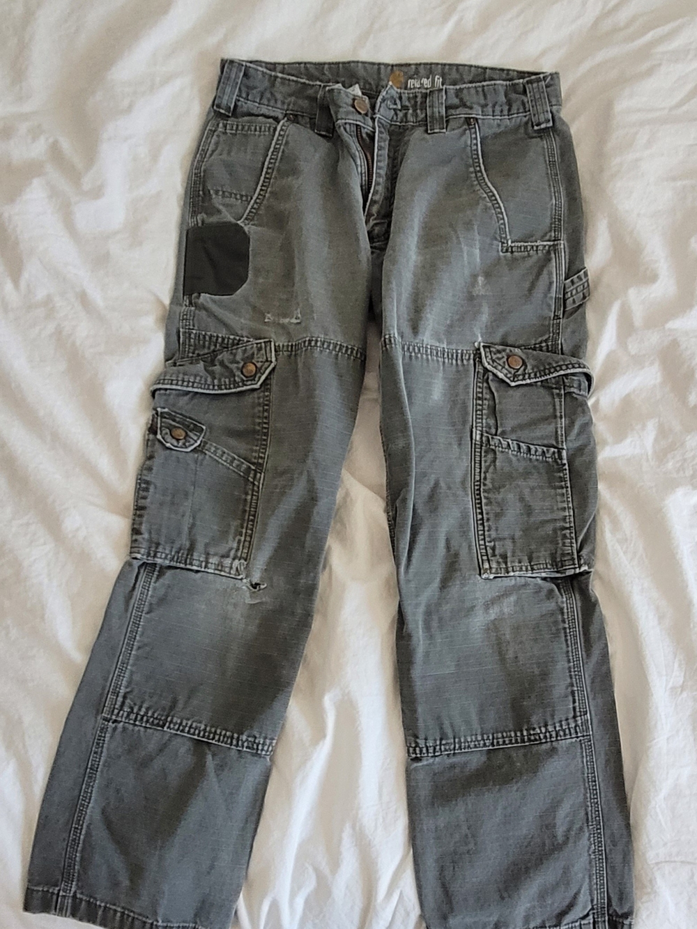 Carhartt Gray Utility Cargo Pants with Patch Pocket Details